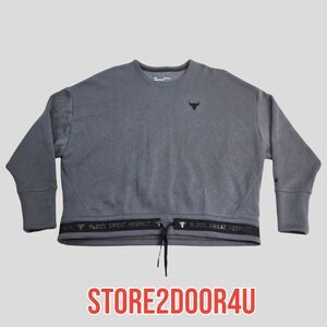 Under Armour Womens Project Rock Sweatshirt Charged Cotton Fleece Crew Gray XL